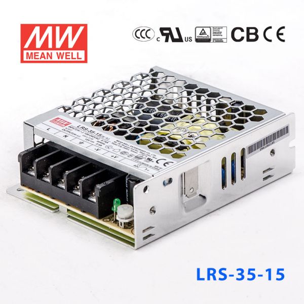 明纬电源LRS-35-15 36W 15V2.4A单路输出超薄型低空载