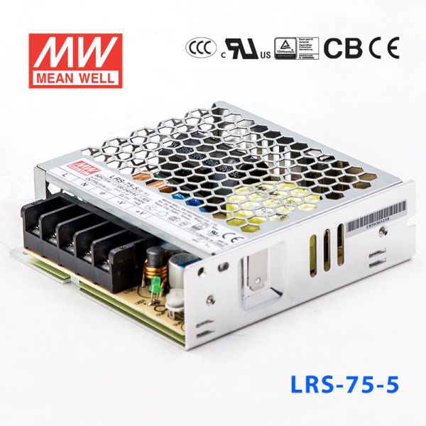 明纬电源LRS-75-5 70W 5V14A单路输出超薄型低空载损