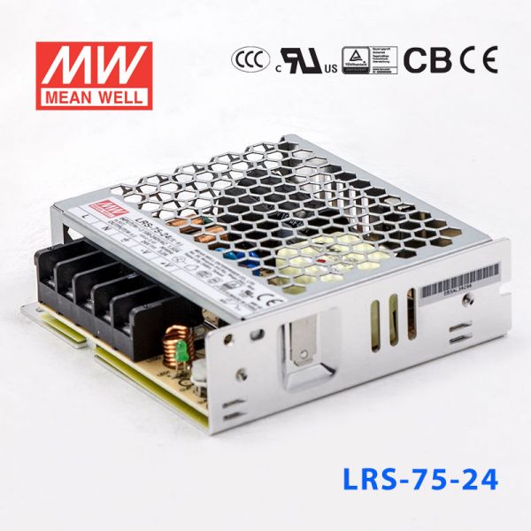 明纬电源LRS-75-24 76.8W 24V3.2A单路输出超薄型低空载