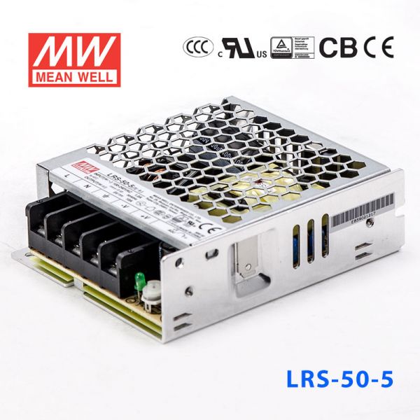 明纬电源LRS-50-5 50W 5V 10A单路输出超薄型低空载损