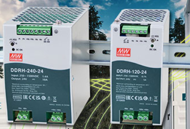 DDRH-120/240系列：120W&240W超宽250~1500Vdc高压输入导轨